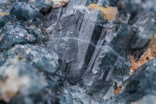 Close-up view of natural blue mineral crystal formations with textures.